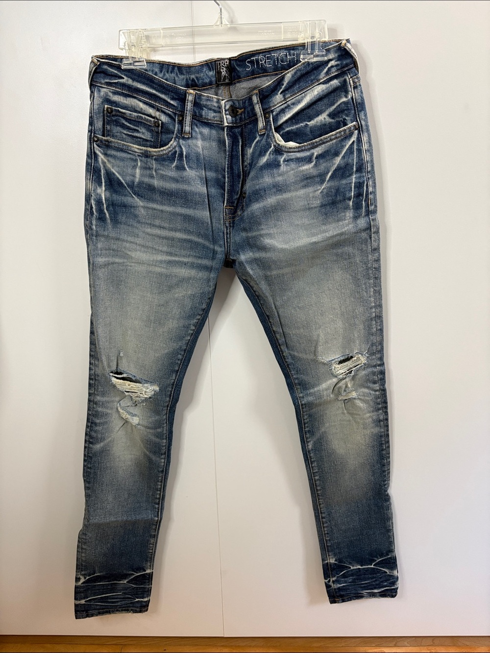 PRPS Men's Distressed Washed Blue Skinny Jeans 32